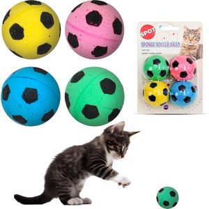 Jouets pour chats en forme de ballon de football, lot de 4, colorés, interactifs, pour lutter contre l'ennui, pour chats et chatons - Product Image 1