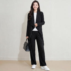 เสื้อคลุมคาร์ดิแกนสไตล์เกาหลีแบบลำลอง จีบยาว ลายข้าวหลามตัด สำหรับผู้หญิง ดีไซน์หรูหรา ทรงหลวม เป็นมิตรกับสิ่งแวดล้อม ผ้าไม่ยับ เหมาะสำหรับขายในตลาดนัด - Product Image 2