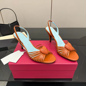 Retro Leather High-Heeled <b>Sandals</b>, Summer Breathable Slim Strap High-Heeled Women'S Shoes, Formal <b>Sandals</b> - Product Image 1