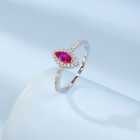 Bague œil marquise en argent sterling 925, pavée de CZ colorés, ajustable pour femme, bijou tendance et cadeau de mode