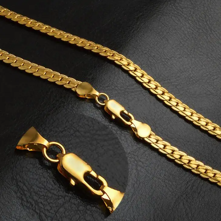 Wholesale Fashion Factory Snake Chain Heavy 18K Yellow Gold Filled Chain Necklace For Men And Women 5mm*20 inch