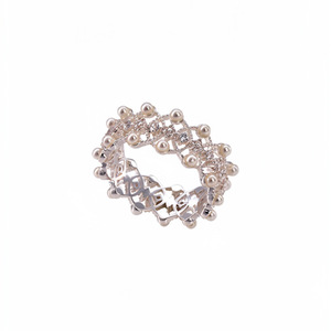Anello Aperto Regolabile Placcato Argento, con Zirconia Cubica e Perla Imitazione, Anello Largo Elegante per Donna, Gioiello da Matrimonio - Product Image 1