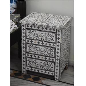 Exportateur indien de commode de rangement en os incrusté fait main de luxe pour salon, chambre à coucher et décoration intérieure à vendre - Product Image 1