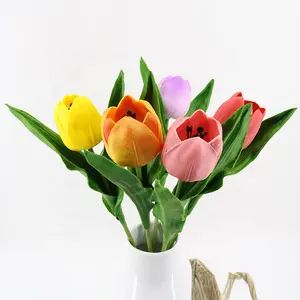 Hot sale China suppliers plastic an open tulip plant flowers artificial flowers for home decor in bulk