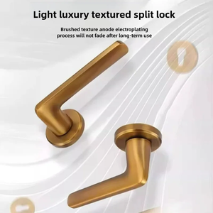 Ensemble de poignées de porte européennes en aluminium spatial avec serrure magnétique silencieuse pour chambre à coucher - Product Image 5