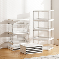 Organizador de Zapatos Personalizado Desmontable de Plástico Transparente Caja de Almacenamiento Plegable con Función de Succión Magnética para Sala de Estar