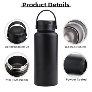 Custom Reusable Leak Proof Music Bluetooth Smart Modern Double Wall Stainless Steel 18/32oz Vacuum Flask Water Bottle <b>Speaker</b> - Product Image 5