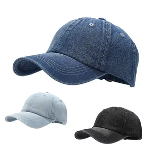 Custom Unisex Baseball Cap 100% Katoen Past Mannen Vrouwen Gewassen Denim Verstelbare Papa Hoed