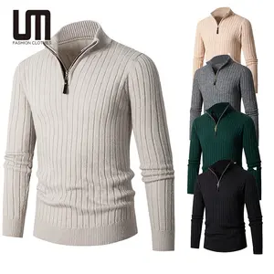 Liu Ming Hot Wholesale 2024 Autumn Winter Men s Casual Zipper Turtleneck Solid Color Elastic Knitted Warm Sweater