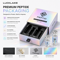 Boîte personnalisée pour flacons holographiques 3ml 5ml, emballage tiroir simple ou double pour peptides, boîtes et étiquettes pour peptides avec insert en mousse