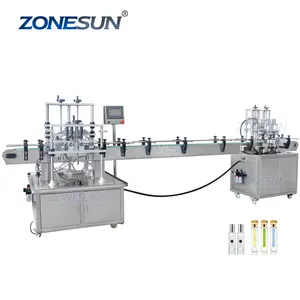Zonesun máquina de enchimento, máquina de enchimento de perfume à vácuo ZS-FAL180X, 4 cabeças, máquina automática de enchimento e friso