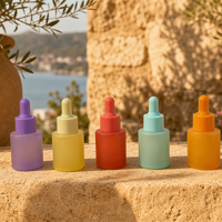 Vente directe du fabricant, flacon compte-gouttes en verre givré, faible MOQ, emballage personnalisé pour huile essentielle et sérum