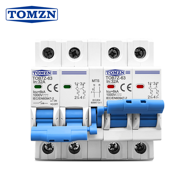 TOMZN Plus 2P DC MTS Dual Power Manual Transfer Switch Circuit Breaker MCB for PV System 2P+2P F559