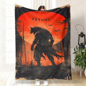 Couverture en flanelle loup-garou, couverture de sieste, douce pour la peau, réversible, pour voyage, camping, impression personnalisée, vente en gros - Product Image 4