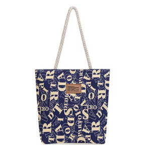High Quality <b>Large</b> Volume Dye Sublimation <b>Canvas</b> <b>Tote</b> <b>Bag</b> Rope Handle Custom Logo Printed Recyclable Designer Dot Letter Gifts - Product Image 6