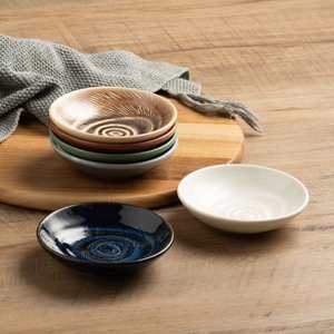 Korean Style <b>Ceramic</b> Round Dish, Underglaze Color Small Dipping <b>Plate</b> for Home Barbecue Vinegar Pickle - Product Image 3