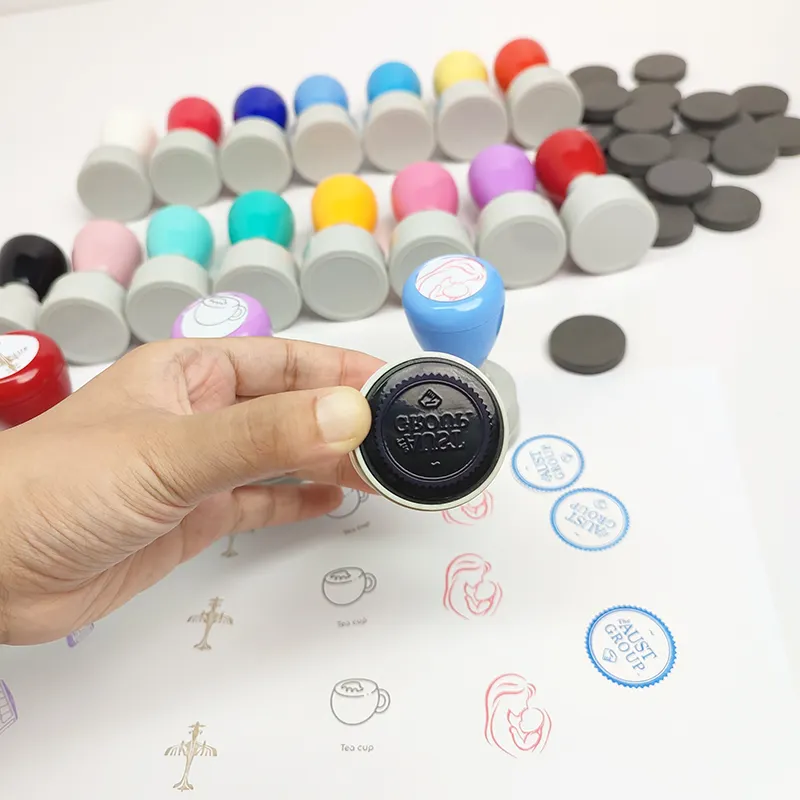Kojoy HA-sello de tinta Flash de goma, 30 y 32mm, de Color Pastel, para enseñanza, realimentación, recompensa, autoentintable, sellos de montaje redondo para maestro