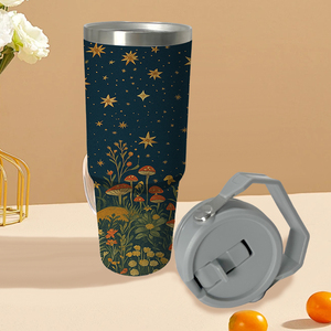 แก้วน้ำเก็บอุณหภูมิ 30 ออนซ์ ลายพระอาทิตย์ พระจันทร์ และเห็ด พร้อมหูจับ สไตล์โบโฮ ท้องฟ้าเต็มดาว แก้วเดินทาง สินค้าจากสหรัฐอเมริกา ของขวัญสุดเท่สำหรับคนรักธรรมชาติและสไตล์โบโฮ - Product Image 5