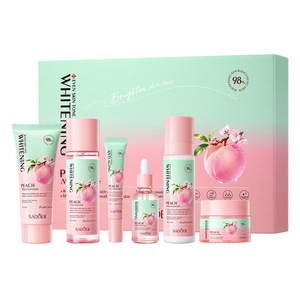 Peach <span class=keywords><strong>Niacinamide</strong></span> 6-delige huidverzorgings cadeauset, verhelderende en hydraterende complete gezichtsverzorgingskit: reiniger, toner, serum, crème, gezichtsreiniger - Product Image 1