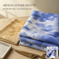 Tissu crêpe épais 20% soie 80% laine, teinture tie-dye, chaud et respirant, pour châles en soie et laine, écharpes d'hiver, tissage direct sur métier