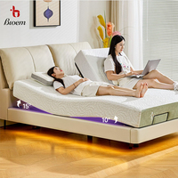Lit électrique intelligent King Size fabriqué en usine OEM, couleur personnalisée, revêtement en cuir, modes de réglage multiples, favorise le ronflement