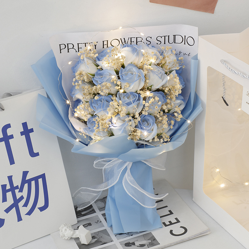 Starry Sky + 19 Roses [Ice Crushing Blue] Sac cadeau avec lumière