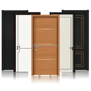 Hitech factory price wooden flush doors design house interior room solid wood door with smart lock