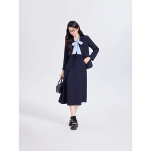 Women's Preppy Style Two Piece Suit Set Long Sleeve Blazer Skirt Dress Anti Wrinkle Worsted Fabric Commute Wear - Product Image 1