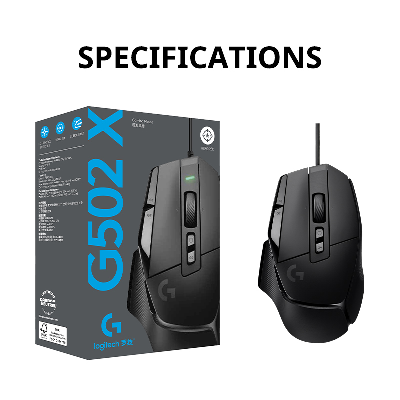 Openbox Logitech G502 X Wired Gaming Mouse LIGHTFORCE Hybrid