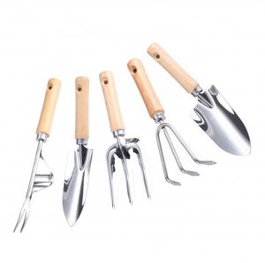 Ensemble d'outils de jardin - 4 pièces, 5 pièces, kit d'outils de jardin robustes avec manche en bois - Product Image 4