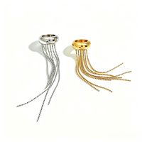 Gaovo Niche Design Manchette d'oreille à longues pampilles style européen, résistante au ternissement, en acier inoxydable plaqué or 18 carats, bijoux d'oreille tendance