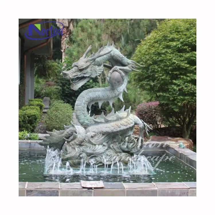 Outdoor Garden Decor Vita Dimensione del Bronzo Ottone Metallo Artigianato Cinese Statue di Drago Scultura Fontana di Acqua