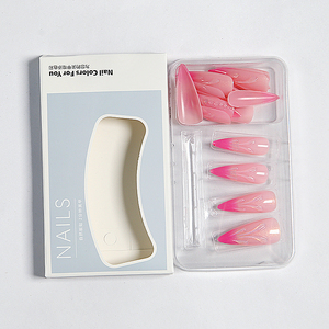 <span class=keywords><strong>Faux</strong></span> ongles à presser en ABS rose <span class=keywords><strong>flamme</strong></span> avec paillettes dorées, style stiletto tendance pour nail art, vente en gros - Product Image 4