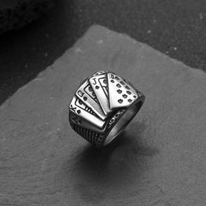 Europeo americano hombres Retro Hip-Hop Acero inoxidable plateado Shell piedra Cruz diseño moda anillo al por mayor - Product Image 2