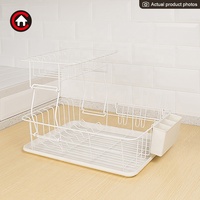 Support de séchage de vaisselle détachable à 2 niveaux avec égouttoir support d'ustensiles support de planche à découper support de rangement d'accessoires de cuisine