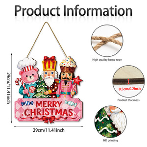 Cross-border Christmas wooden hanging tag, <b>pink</b> walnut soldier <b>bear</b>, hanging decoration, nutcracker wooden pendant - Product Image 4