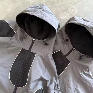 <span class=keywords><strong>Ensemble</strong></span> de survêtement pour <span class=keywords><strong>homme</strong></span> BINBEIER, <span class=keywords><strong>veste</strong></span> zippée et <span class=keywords><strong>short</strong></span> en polyester, tissé, patchwork, colorblock, coupe-vent d'été, OEM - Product Image 3