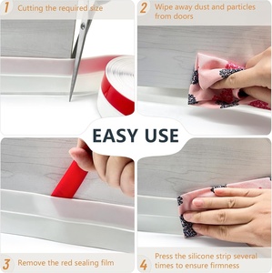 Guarnizione Adesiva <span class=keywords><strong>per</strong></span> Porte, Tagliabile, in Gomma EPDM da 2mm, Sigillante <span class=keywords><strong>per</strong></span> Intervalli Laterali e Inferiori, Striscia Isolante Bianca/Nera - Product Image 3