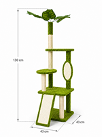 Arbre à chat en peluche robuste et écologique en forme de plante, avec poteaux à gratter en sisal, structure d'escalade multi-niveaux en velours, emballage en carton