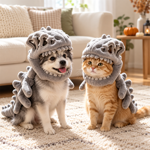 Linda Sudadera con Capucha de Dinosaurio de Peluche para Perros y Gatos, Disfraz de Halloween, Ropa de Dibujos Animados para Mascotas - Product Image 1
