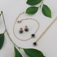 Set Perhiasan Zirkon Persegi Gaovo Baja Tahan Karat Berlapis Emas 18K Kalung Anting Tusuk Wanita Pernikahan Pesta Perhiasan Fashion Hadiah