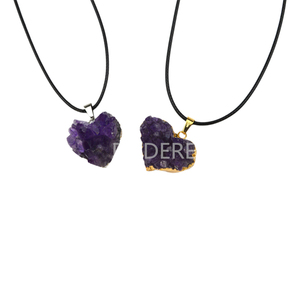 <strong>Wholesale</strong> Natural Uruguay Amethyst Heart Necklace OEM/ODM <strong>Raw</strong> <strong>Crystal</strong> Cluster Pendant Jewelry Healing Stone Gift for Women - Product Image 5