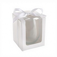 Verres à vin sans pied en papier artistique personnalisé 15 oz, boîte cadeau pour mariage avec fenêtre et ruban, matériaux recyclés, doublure en éponge