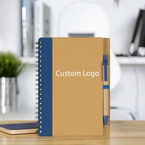 Customizable A5 Size Spiral Notebook Eco-Friendly Kraft Paper Hardcover <b>Journal</b> Pen Personalized Promotional Office Stationery - Product Image 2