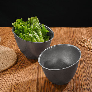 Bol à salade en acier inoxydable 12 oz, finition vieillie, usage commercial pour la restauration - Product Image 1