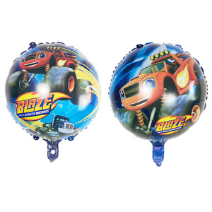 Ballon de course automobile rond de 18 pouces, motif flamme, dessin animé <span class=keywords><strong>Blaze</strong></span> <span class=keywords><strong>et</strong></span> <span class=keywords><strong>les</strong></span> Monstres, ballon en aluminium à l'hélium, jouet pour enfants, décoration de fête d'anniversaire - Product Image 1