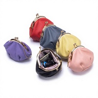 Tas Clutch Kulit Asli dengan Penutup Kancing, Dompet Mini Wanita Bergaya Jepang, Organizer Uang Koin, Dompet Portabel Bentuk Snack