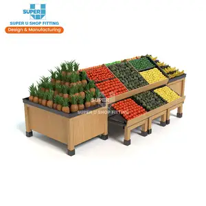 Meuble de présentation en bois de légumes sur mesure, supermarché, Stand de Fruits, boutique, mégastore, unités d'exposition pour légumes