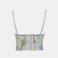 Vente en gros dans les manufactures Nouveau Crop Top à bretelles Top caraco de luxe Broderie de fleurs vert clair Lingerie Bustier Corset Haut de soutien-gorge