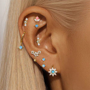 Pendientes Pequeños de Plata 925 con Forma de Estrella y Flor, con Circonita, para Chicas Jóvenes - Product Image 5